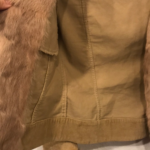 SHERI BODELL rabbit fur corduroy jacket coat Sm - Picture 6 of 8